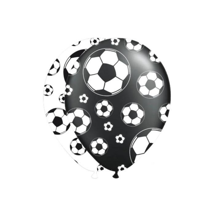 Ballonger med fotbollsmotiv i svart och vitt 8x - 30 cm