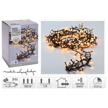 LED ljusslinga 1000 LED Varmvit med kontakt - 20 m