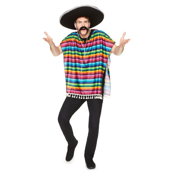 Mexikansk poncho mångfärgad one-size