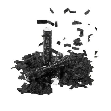 Svart konfettirör 40 cm PartyVikings - Metallisk Rektangulär