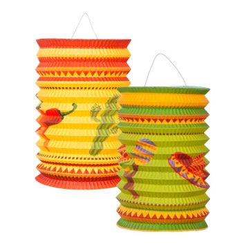 Mexikanska papperslyktor 2x   - 9x16 cm