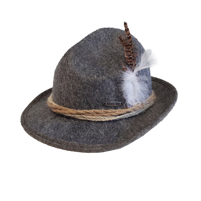 Tyrolerhatt till oktoberfest grå Alpen unisex one-size