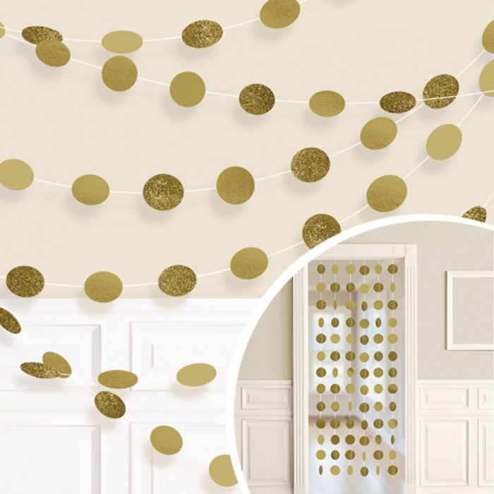 Guld Glitterdraperi - 213 cm