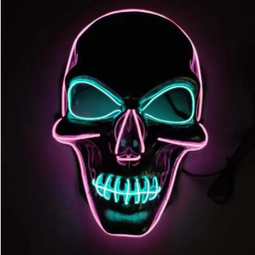 Läskig halloween LED-mask - Blå och rosa skalle