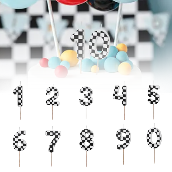 Tårtljus med Racermotiv 0-9 - 5,5 cm